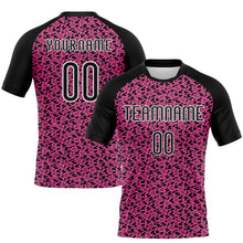 Load image into Gallery viewer, Custom Pink Black-White Geometric Shape Sublimation Volleyball Uniform Jersey