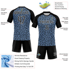 Load image into Gallery viewer, Custom Light Blue Black-White Geometric Shape Sublimation Volleyball Uniform Jersey
