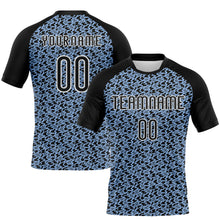 Load image into Gallery viewer, Custom Light Blue Black-White Geometric Shape Sublimation Volleyball Uniform Jersey