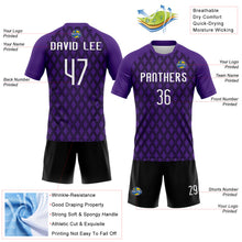 Load image into Gallery viewer, Custom Purple White-Black Geometric Shape Sublimation Volleyball Uniform Jersey