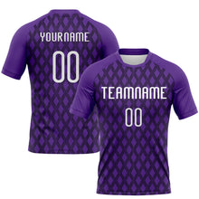 Load image into Gallery viewer, Custom Purple White-Black Geometric Shape Sublimation Volleyball Uniform Jersey