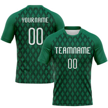 Load image into Gallery viewer, Custom Kelly Green White-Black Geometric Shape Sublimation Volleyball Uniform Jersey