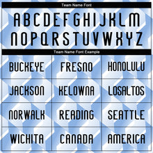 Load image into Gallery viewer, Custom Light Blue Black-White Geometric Shape Sublimation Volleyball Uniform Jersey