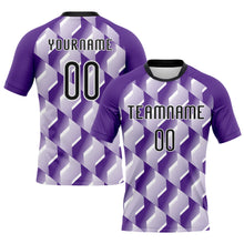 Load image into Gallery viewer, Custom Purple Black-White Geometric Shape Sublimation Volleyball Uniform Jersey