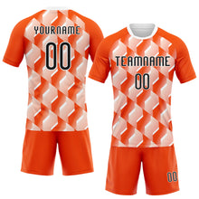Load image into Gallery viewer, Custom Orange Black-White Geometric Shape Sublimation Volleyball Uniform Jersey
