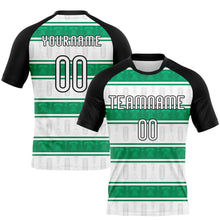 Load image into Gallery viewer, Custom White Black-Kelly Green Abstract Shape Sublimation Volleyball Uniform Jersey