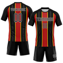 Load image into Gallery viewer, Custom Black Red-Light Yellow Lines Sublimation Volleyball Uniform Jersey