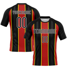 Load image into Gallery viewer, Custom Black Red-Light Yellow Lines Sublimation Volleyball Uniform Jersey