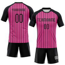 Load image into Gallery viewer, Custom Pink Black-White Lines Sublimation Volleyball Uniform Jersey