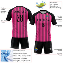 Load image into Gallery viewer, Custom Pink Black-White Lines Sublimation Volleyball Uniform Jersey