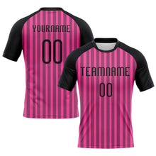 Load image into Gallery viewer, Custom Pink Black-White Lines Sublimation Volleyball Uniform Jersey