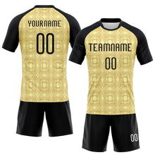 Load image into Gallery viewer, Custom Neon Yellow Black-White Geometric Shape Sublimation Volleyball Uniform Jersey