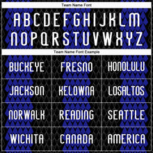 Load image into Gallery viewer, Custom Black White-Royal Geometric Shape Sublimation Volleyball Uniform Jersey