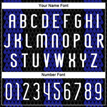 Load image into Gallery viewer, Custom Black White-Royal Geometric Shape Sublimation Volleyball Uniform Jersey