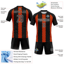 Load image into Gallery viewer, Custom Black Orange-White Geometric Shape Sublimation Volleyball Uniform Jersey