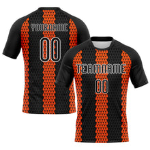 Load image into Gallery viewer, Custom Black Orange-White Geometric Shape Sublimation Volleyball Uniform Jersey