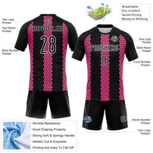 Load image into Gallery viewer, Custom Black Pink-White Geometric Shape Sublimation Volleyball Uniform Jersey