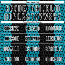 Load image into Gallery viewer, Custom Black Teal-White Geometric Shape Sublimation Volleyball Uniform Jersey
