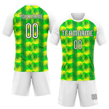 Load image into Gallery viewer, Custom Neon Green White-Black Abstract Shape Sublimation Volleyball Uniform Jersey