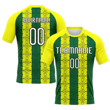 Load image into Gallery viewer, Custom Light Yellow Green-Black Abstract Shape Sublimation Volleyball Uniform Jersey