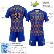 Load image into Gallery viewer, Custom Thunder Blue Black-Bay Orange Abstract Shape Sublimation Volleyball Uniform Jersey