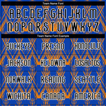 Load image into Gallery viewer, Custom Thunder Blue Black-Bay Orange Abstract Shape Sublimation Volleyball Uniform Jersey