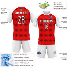 Load image into Gallery viewer, Custom Red White-Black Geometric Shape Sublimation Volleyball Uniform Jersey