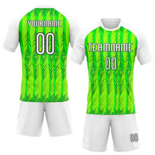 Load image into Gallery viewer, Custom Neon Green White-Black Geometric Shape Sublimation Volleyball Uniform Jersey