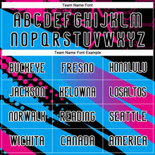 Load image into Gallery viewer, Custom Black Sky Blue-Pink Geometric Shape And Splash Sublimation Volleyball Uniform Jersey