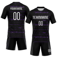 Load image into Gallery viewer, Custom Black White-Purple Bright Lines Sublimation Volleyball Uniform Jersey
