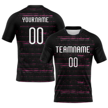 Load image into Gallery viewer, Custom Black White-Pink Bright Lines Sublimation Volleyball Uniform Jersey