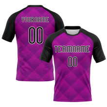 Load image into Gallery viewer, Custom Purple Black-White Geometric Shape Sublimation Volleyball Uniform Jersey