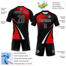 Load image into Gallery viewer, Custom Black Red-White Lines And Dots Sublimation Volleyball Uniform Jersey