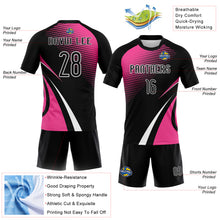 Load image into Gallery viewer, Custom Black Pink-White Lines And Dots Sublimation Volleyball Uniform Jersey