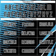 Load image into Gallery viewer, Custom Black Sky Blue-White Lines And Dots Sublimation Volleyball Uniform Jersey