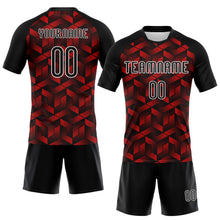 Load image into Gallery viewer, Custom Fire Red Black-White Geometric Shape Sublimation Volleyball Uniform Jersey