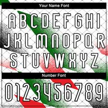 Load image into Gallery viewer, Custom White Black Red-Kelly Green Palestine Geometric Shape Sublimation Volleyball Uniform Jersey