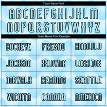 Load image into Gallery viewer, Custom Light Blue Black-White Lines And Waves Sublimation Volleyball Uniform Jersey