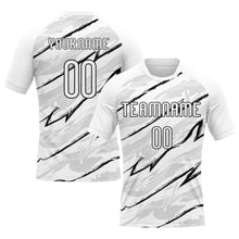 Load image into Gallery viewer, Custom White Black Abstract Brush Sublimation Volleyball Uniform Jersey