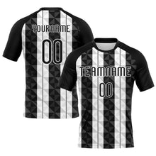 Load image into Gallery viewer, Custom Black White Geometric Shape Sublimation Volleyball Uniform Jersey