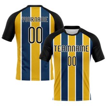 Load image into Gallery viewer, Custom Black Yellow-Royal Lines Sublimation Volleyball Uniform Jersey