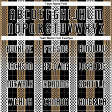 Load image into Gallery viewer, Custom Black Old Gold-White Geometric Shape Sublimation Volleyball Uniform Jersey