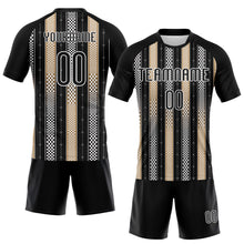 Load image into Gallery viewer, Custom Black Old Gold-White Geometric Shape Sublimation Volleyball Uniform Jersey
