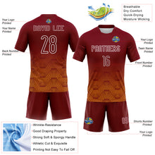 Load image into Gallery viewer, Custom Crimson Yellow-White Geometric Shape Sublimation Volleyball Uniform Jersey