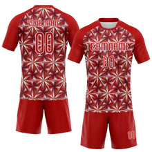 Load image into Gallery viewer, Custom Red White Geometric Shape Sublimation Volleyball Uniform Jersey