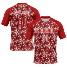 Load image into Gallery viewer, Custom Red White Geometric Shape Sublimation Volleyball Uniform Jersey