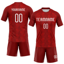 Load image into Gallery viewer, Custom Red White Geometric Shape Sublimation Volleyball Uniform Jersey