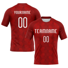 Load image into Gallery viewer, Custom Red White Geometric Shape Sublimation Volleyball Uniform Jersey