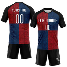 Load image into Gallery viewer, Custom Black Red-Royal Geometric Shape Sublimation Volleyball Uniform Jersey