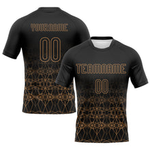 Load image into Gallery viewer, Custom Black Old Gold Geometric Shape Sublimation Volleyball Uniform Jersey